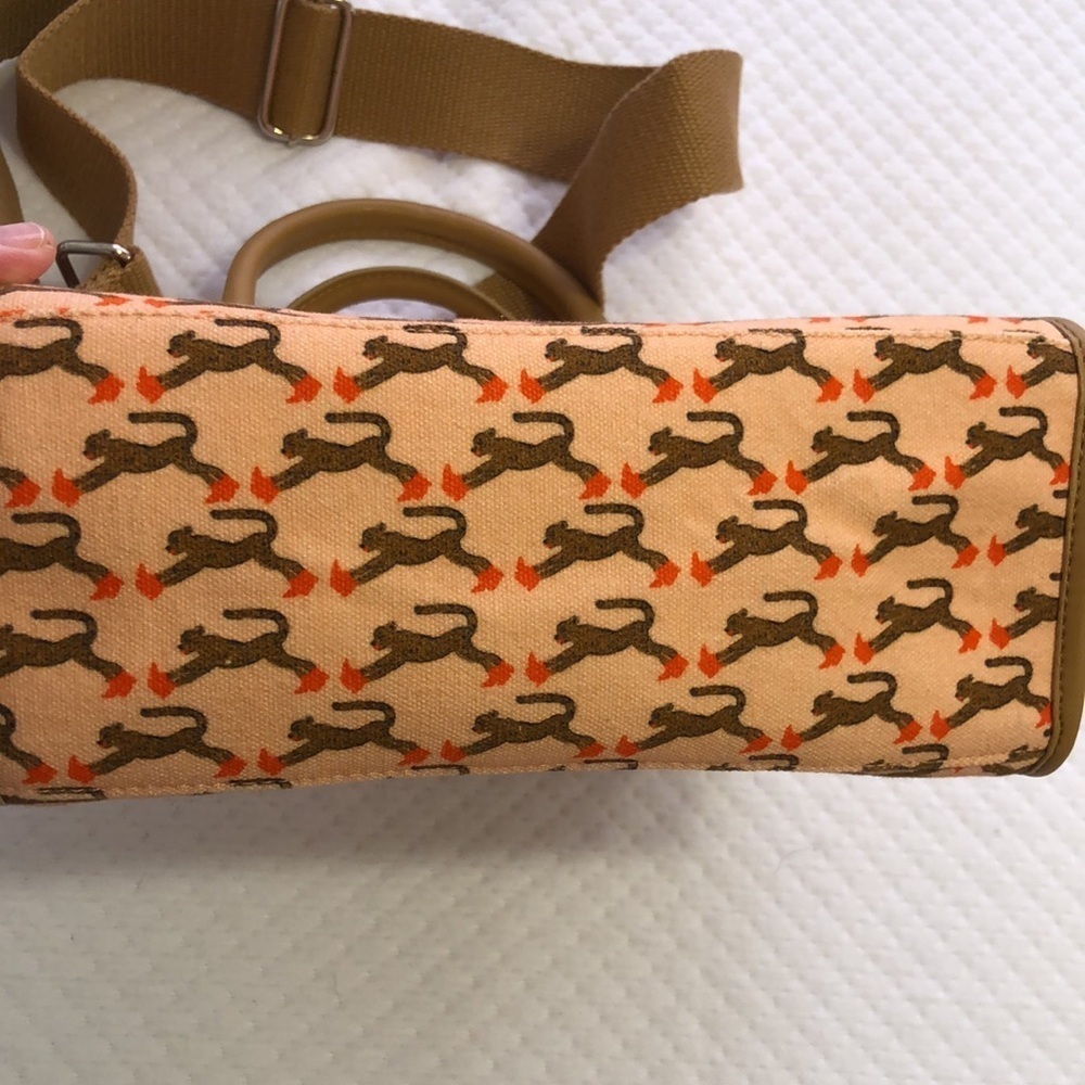 NWOT Bouffant & Broken Hearts peach/pink cheetah print canvas tote - Picture 3 of 6